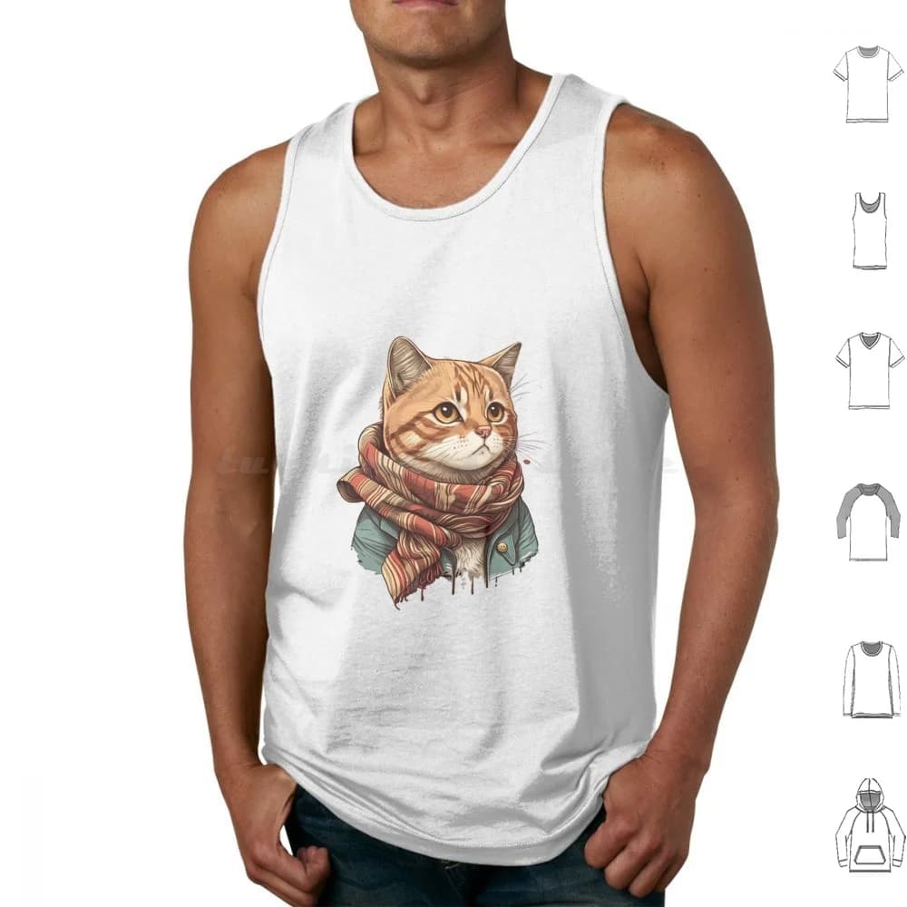 Magic cat with vest with scarf Printed cotton animals Legendary animals Other products