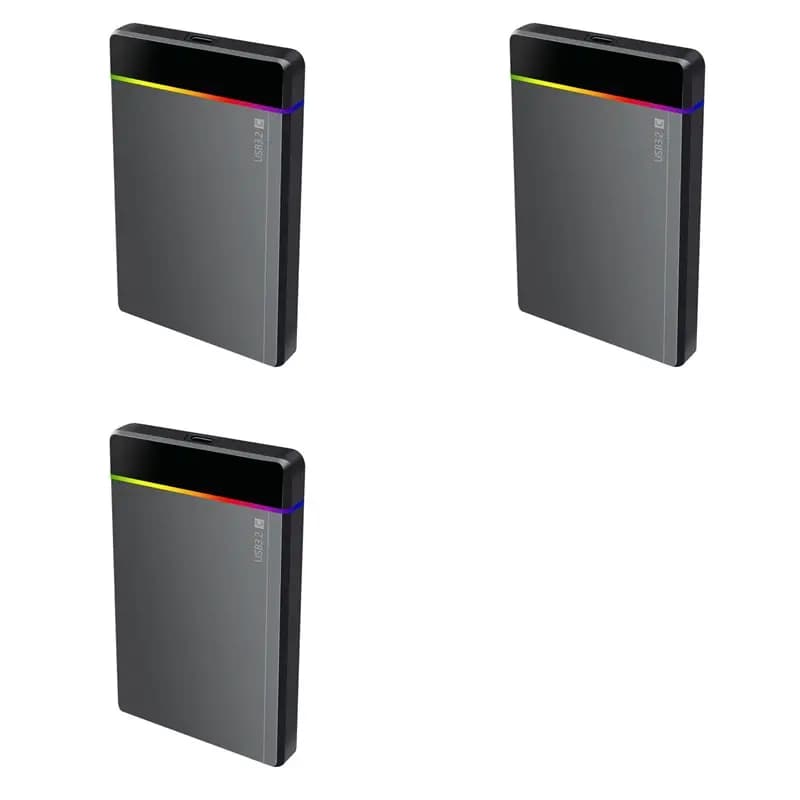 【PROMOZIONE】3 set di custodie RGB Type-C per HDD/SSD da 2,5 pollici, da SATA a USB3.2 Gen1 5 Gbps, custodia esterna per disco rigido HD, senza attrezzi