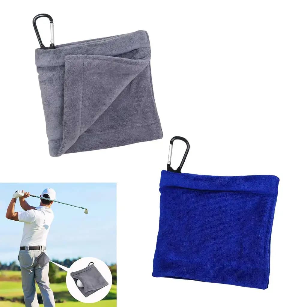Quick-Dry Golf Towel with Metal Clip Golf Club Cleaner Towel with Secure Carabiner Hook for Golf Clubs Balls and Outdoor Sports