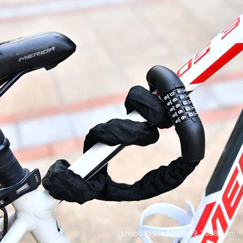Lucchetto a Catena Combinato 0.6/0.9/1.2/1.6m per Moto e Auto Elettriche, Antifurto Portatile per Biciclette