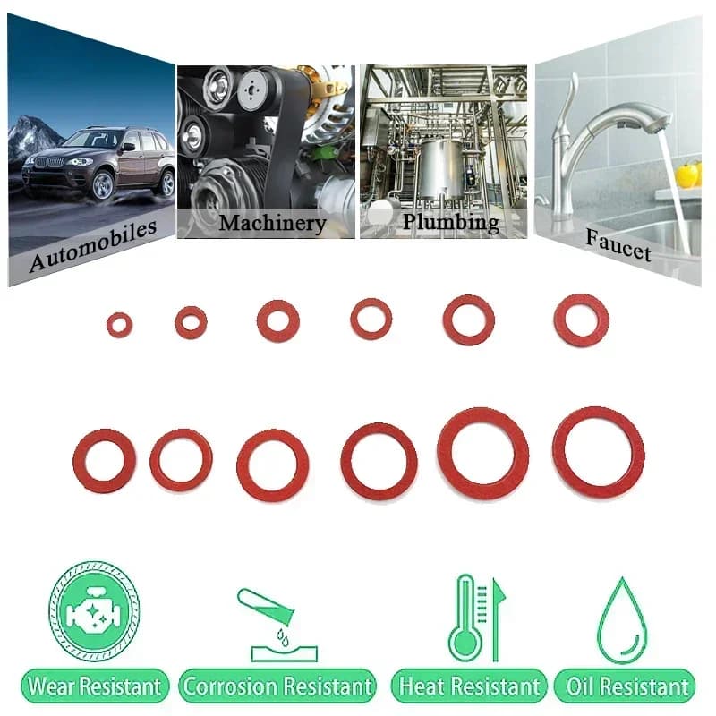 Red Steel Paper Fiber 150 pieces M5 M6 M7 M8 M10 M12 M14 M16 M18 Simple Insulating Gasket Ring