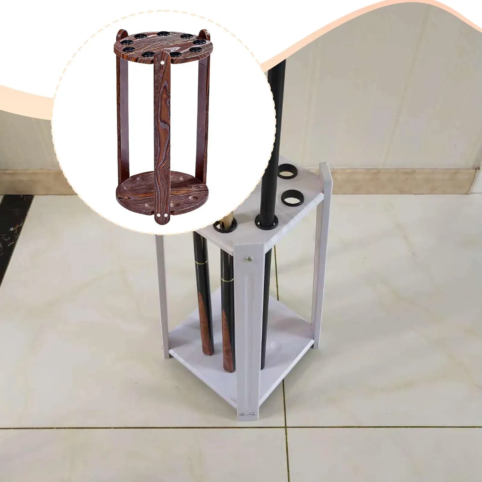 Portastecche da Biliardo Moderno e Stabile, Organizzatore per Accessori, Espositore Robusto da Terra con 9 Slot Rotondi