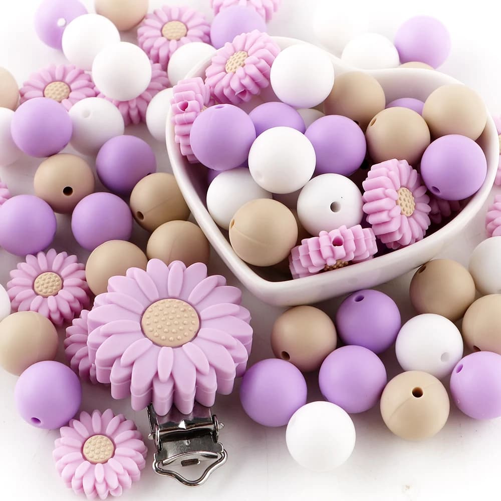 Set di 19 perline/clip a forma di margherita per la creazione di gioielli fai da te, collane, bracciali, orecchini, portachiavi, ecc. Accessori personalizzati