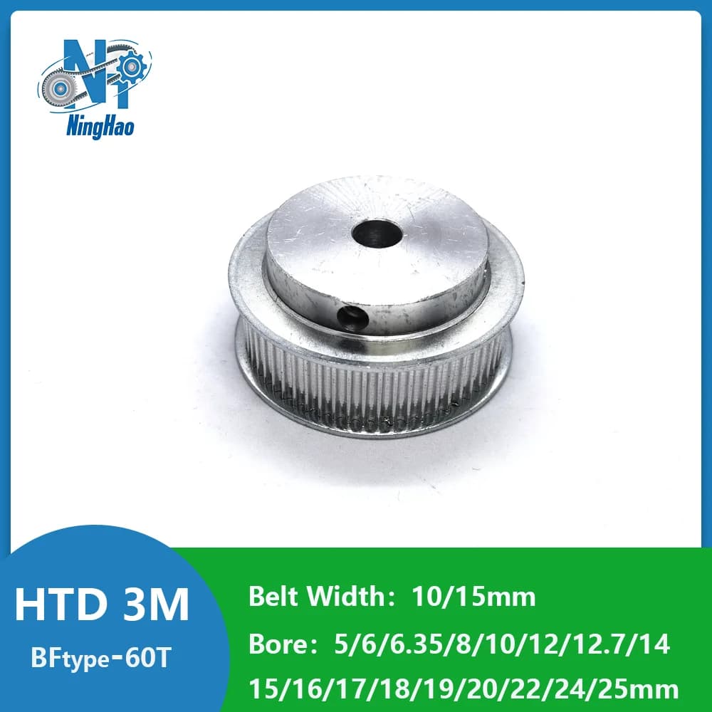 HTD3M 60 Denti Puleggia Dentata Foro 5/6/6.35/8/10/12/12.7/14/15/16/17/18/19/20/22/24/25mm Larghezza Cinghia 10/15mm 3M Ruota Sincrona