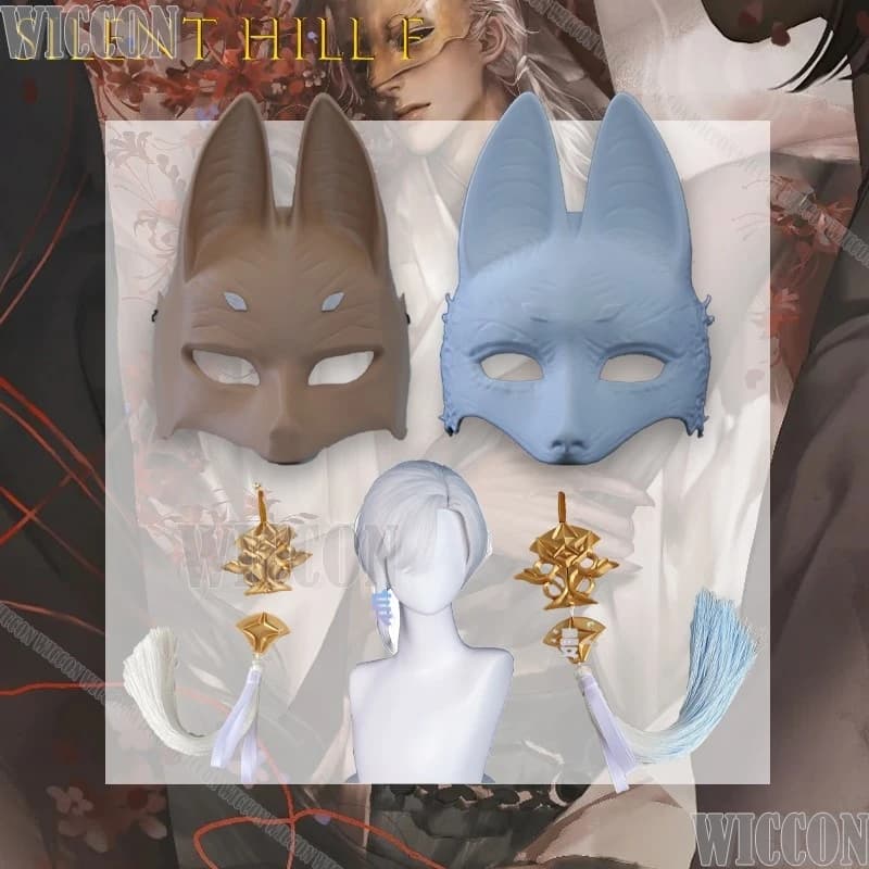 Silent F Mask Cosplay Prop Shu Kyousuke Fox Mask Character of the game Role Game Kotoyuki Tsuneki Cosplay Comic Dress With Wig