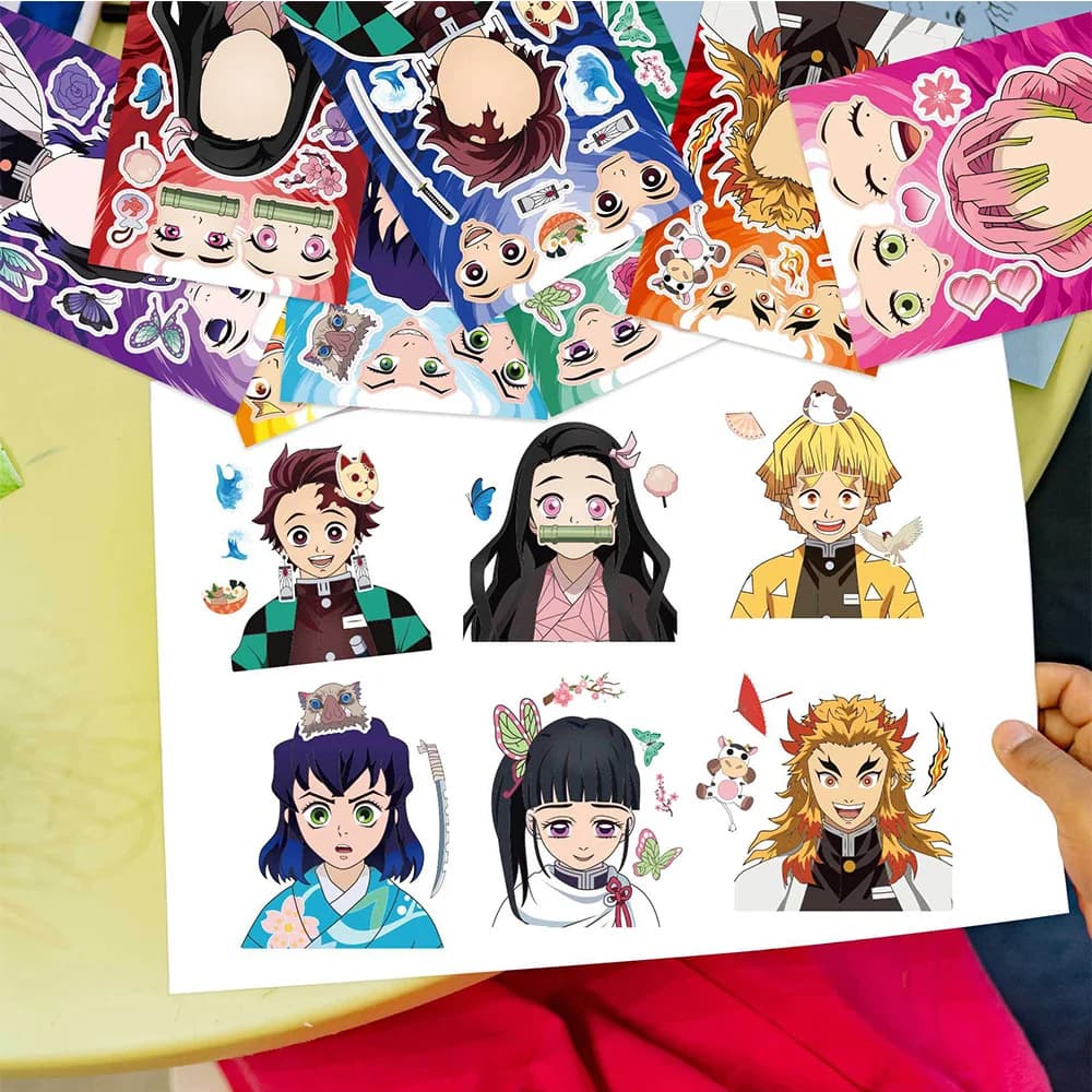 8/16 Sheets Anime Puzzle Stickers DIY Assemble Jigsaw Toys Party Favors Kids Birthday Gifts