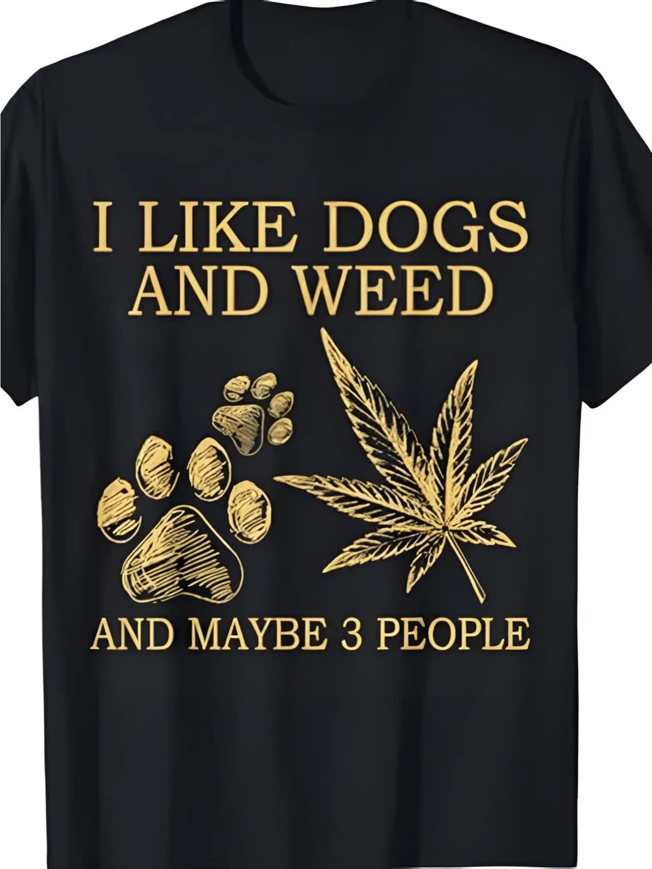 T-shirt da uomo in stile street Y2K con il motivo "I Enjoy Dogs And Cannabis", casual, girocollo, a maniche corte