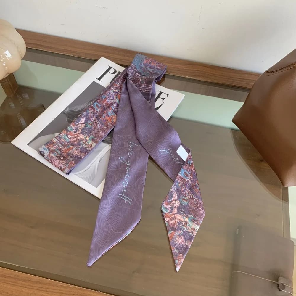 Sciarpa Lunga in Seta Stile Coreano, Fascia per Capelli Estiva Y2K, Nastro Versatile per Donna