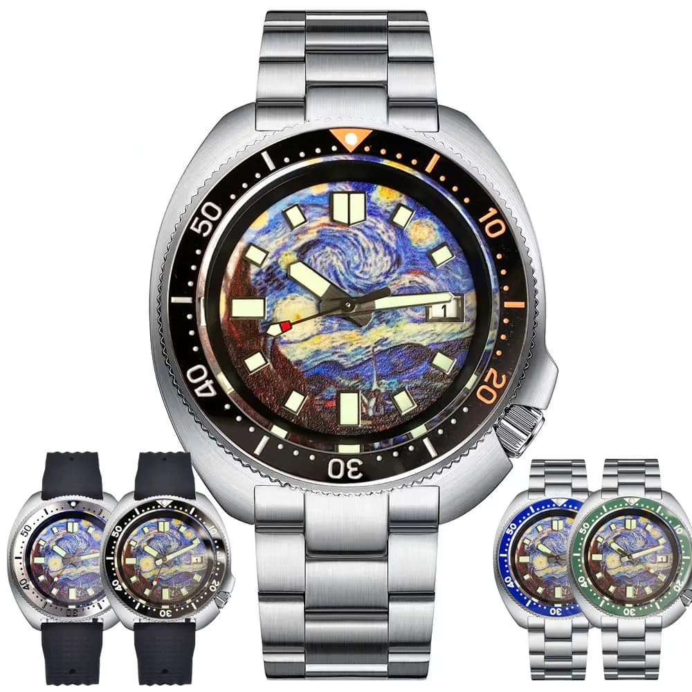 Tandorio NH35A Movement Automatic watch for men Diver Dial blue design Complete lumen sapphire crystal 20BAR Waterproof 44mm