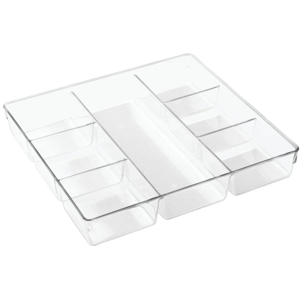 Organizzatore per Cassetti in Plastica Trasparente con 7 Scomparti per Utensili da Cucina, Casa, Ufficio, Toeletta, Bagno, Scrivania, Artigianato