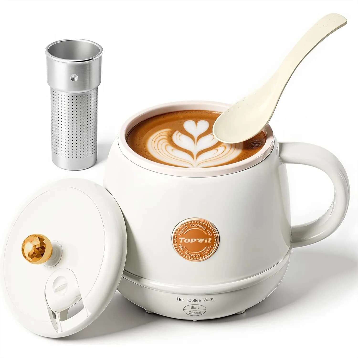 Bollitore da Viaggio Elettrico 14oz, Riscaldamento Rapido fino a 212°F ° Scaldabevande Portatile F per Campeggio e Camper, Tazza Termica con Controllo della Temperatura