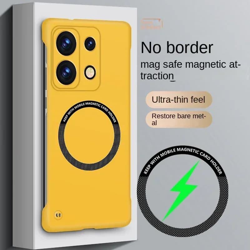 Custodia ultra sottile per PC senza bordi opaca per Redmi Note 13 Pro Plus Note13 Pro Anello sottile in metallo senza cornice per cover rigida Magsafe