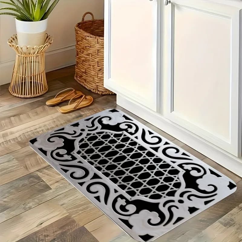 1PC Blackwork Pattern Kitchen Mat Anti-slip Mat Pop Design Bathroom Mat Bathroom Mat House Mat Laundry Decoreree