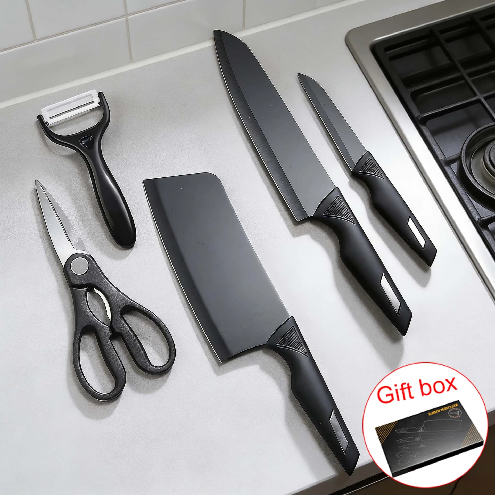 Set di coltelli in scatola per cucina professionale - coltelli affilati da cucina, set di accessori da cucina, set completo di coltelli in acciaio inossidabile