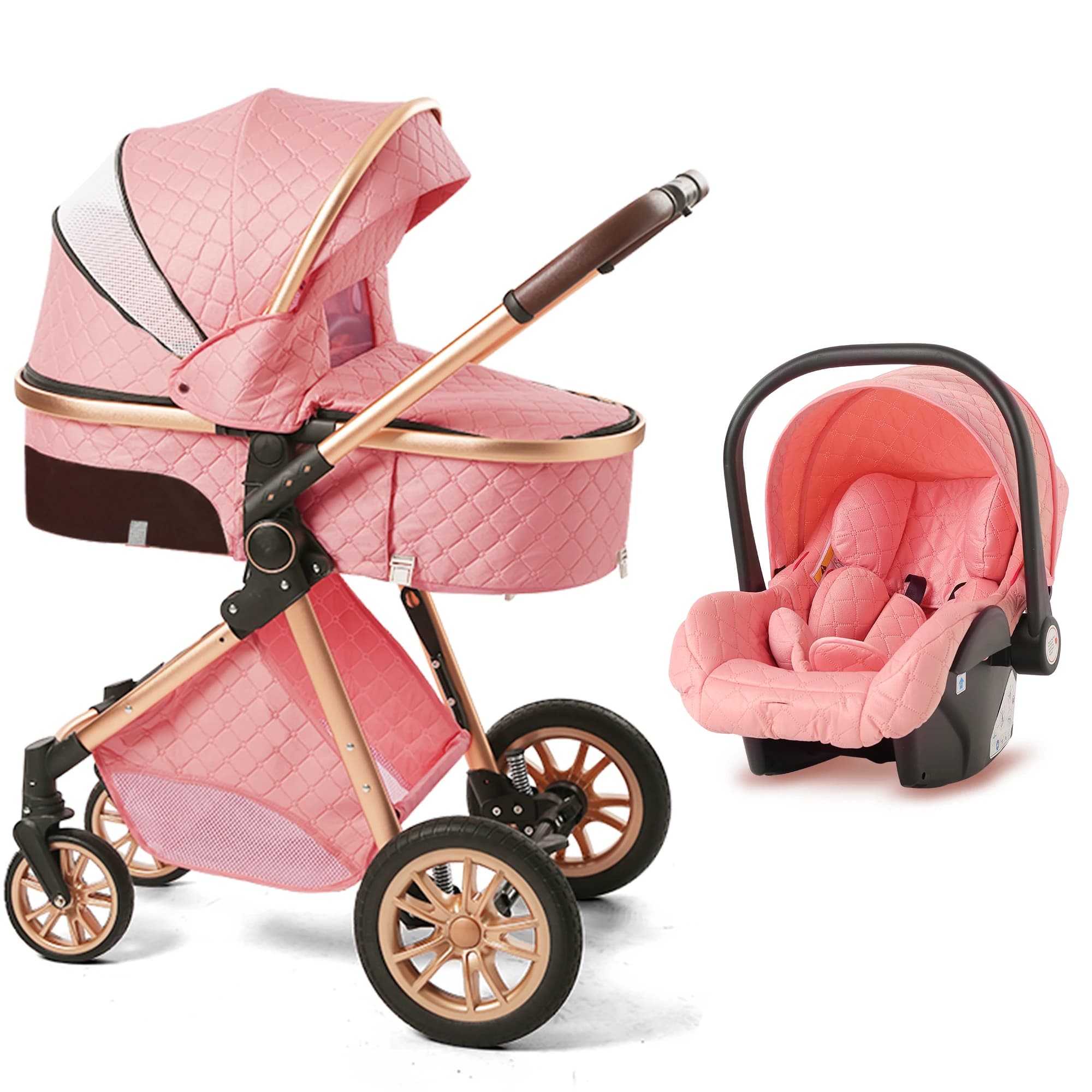 Passeggino pieghevole 3 in 1 per carrozzina di lusso ad alto paesaggio Passeggino pieghevole Vista con sedile per passeggino reversibile