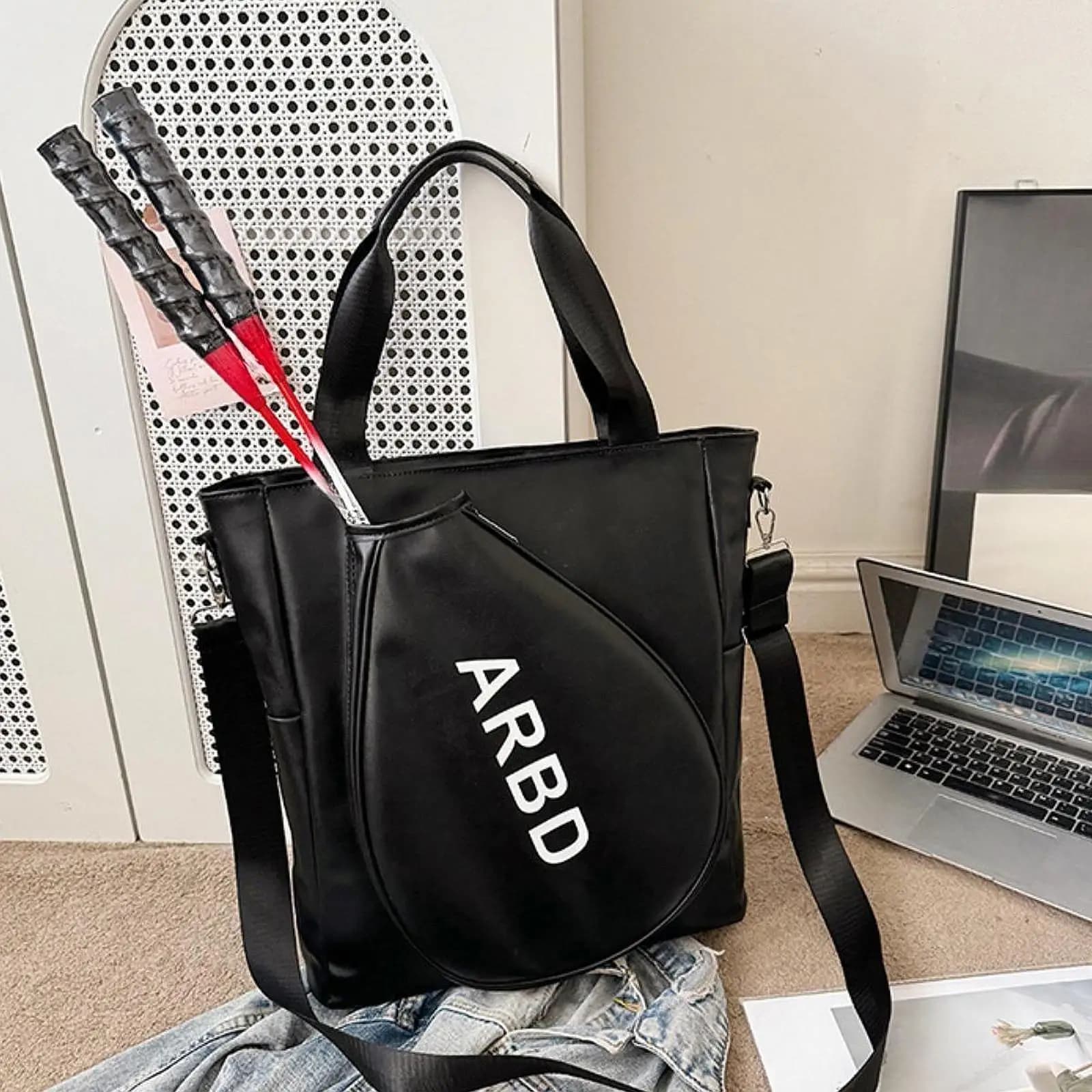 Tennis Racket Tote Racquet Carrying Bag Multipurpose for Women Men Adjustable Strap Outdoor Sports Badminton Racket Bag
