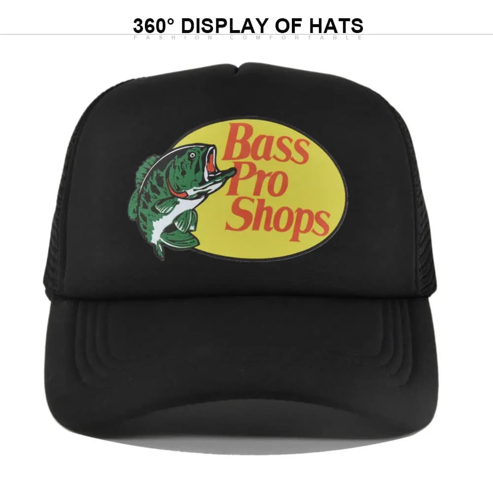 Classic Logo Trucker Hat, White & Light Blue Breathable Mesh Baseball Cap, Adjustable Outdoor Sun Hat for Fishing