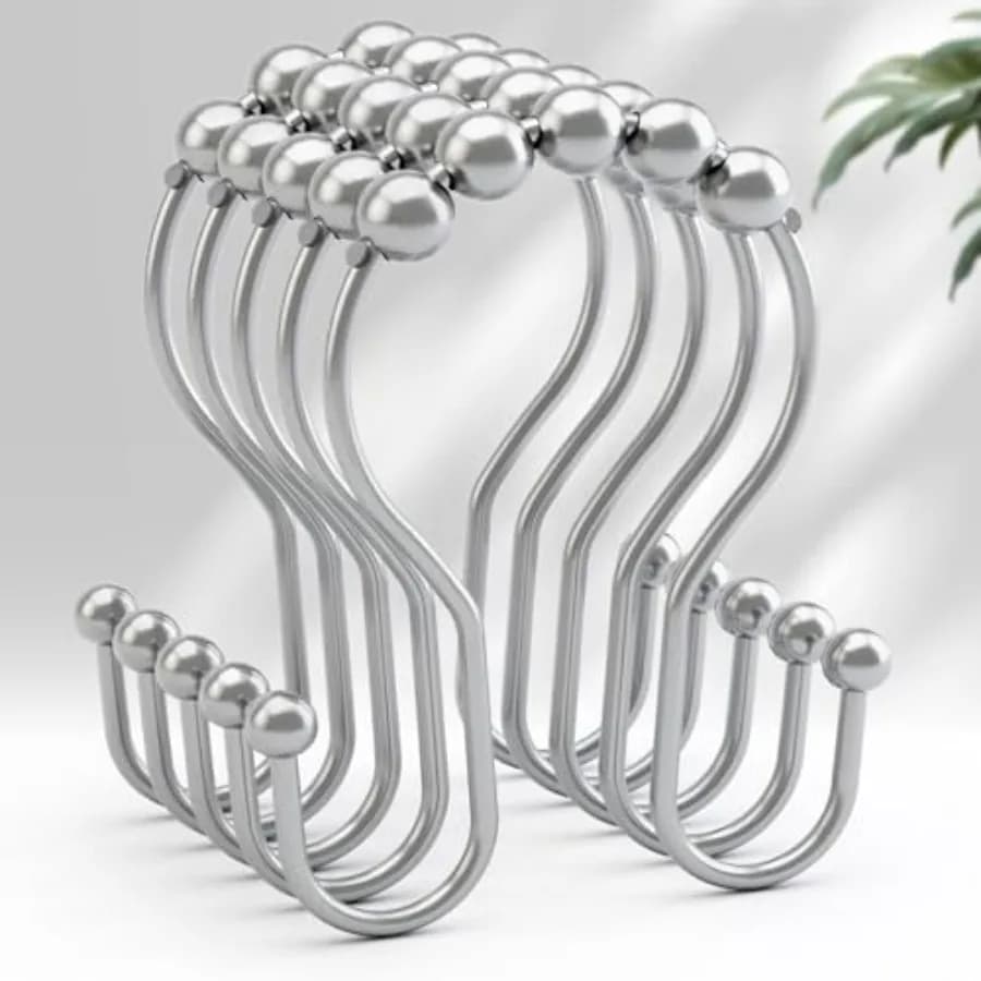 Shower Curtain Hooks, Shower Curtain Rings, Metal Shower Curtain Hooks Rust Proof, Smooth Glide for Curtain, Shower Rod Hooks 1