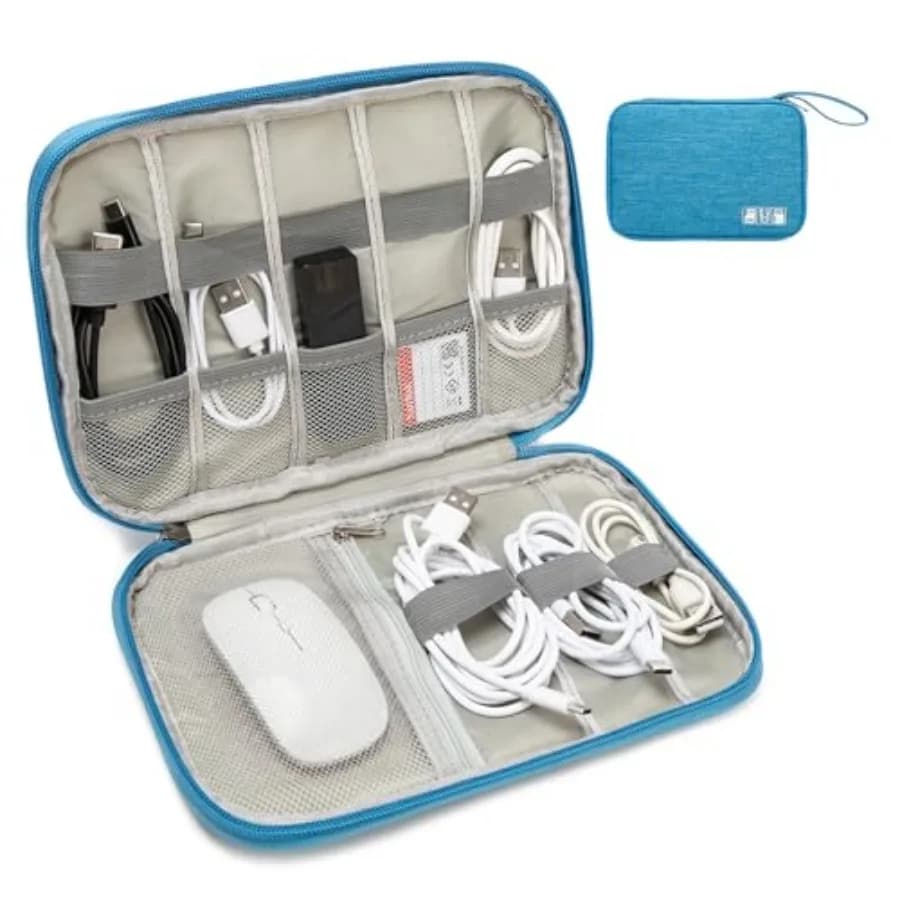 Electronics Organizer Travel Case - Water-Resistant Tech Bag for Cables, Chargers and Cord Management - Small Portable Pouch fo
