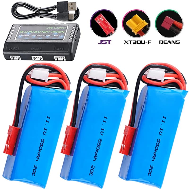 Batteria Lipo 11.1V 550mAh per elicottero RC Quadcopter FPV Racing Drone parti per SU27 Rc parti del modello di auto set di caricabatterie