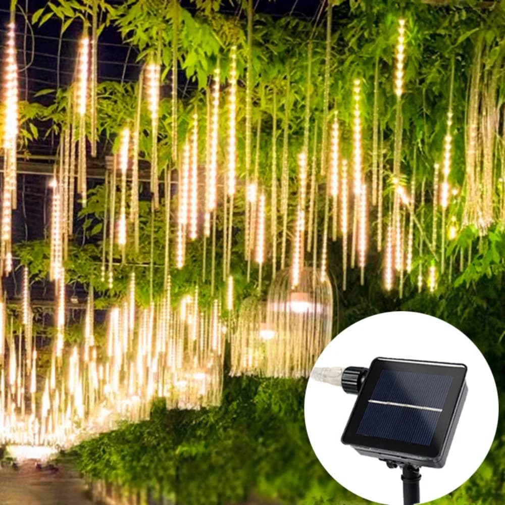Luci LED Solari a Pioggia di Meteore per Esterni, Effetto Goccia Cadente 30/50CM, Luci Fatate per Matrimoni, Decorazioni per Feste, Strade, Alberi e Giardini