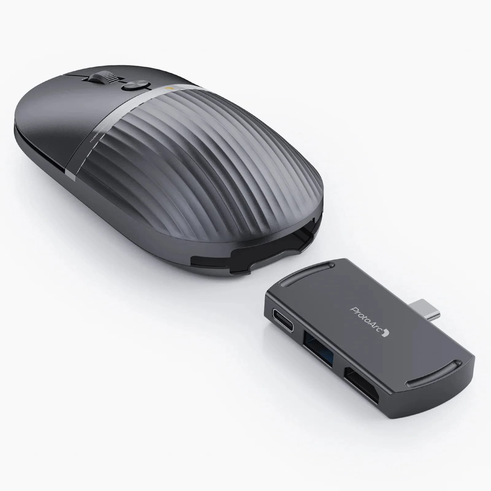 Protoarc 2.4G Mouse Wireless 2 in 1 Hub Mouse 3-in-1 porta Hub USB-A 3.0 PD ricarica rapida 4K HDMI per progetto di visualizzazione dello schermo TV