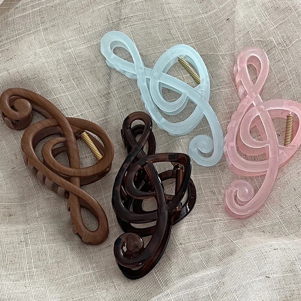 1 Pezzo Pinza per Capelli Grande 13 cm con Motivo Legno e Chiave di Violino, Clip a Squalo, Fermacapelli per l'Inferiore della Testa, Elegante Accessorio per Capelli da Donna per Acconciature Quotidiane