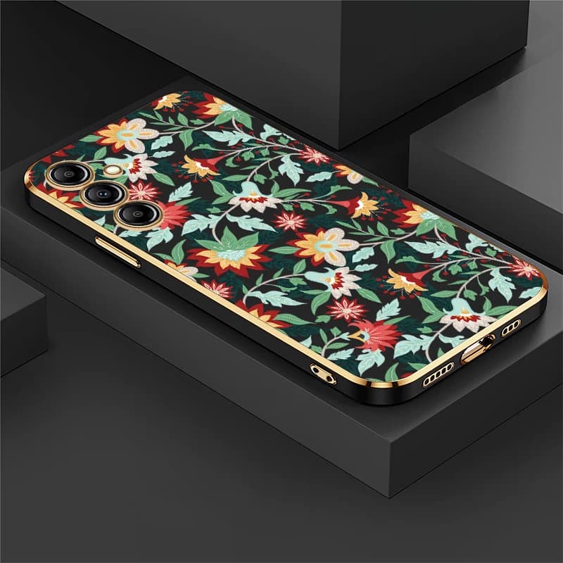 Cover per telefono con placcatura per Samsung Galaxy A13 5G A73 A23 A52 A72 A33 A32 A42 A53 A12 A22, custodia antiurto in TPU con motivo floreale di lusso
