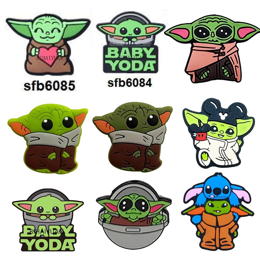 10 pezzi di perline in silicone a forma di personaggio cinematografico Baby Yoda, perline focali per neonati, per uso alimentare, per la creazione di portachiavi, penne e catenelle per ciucci.