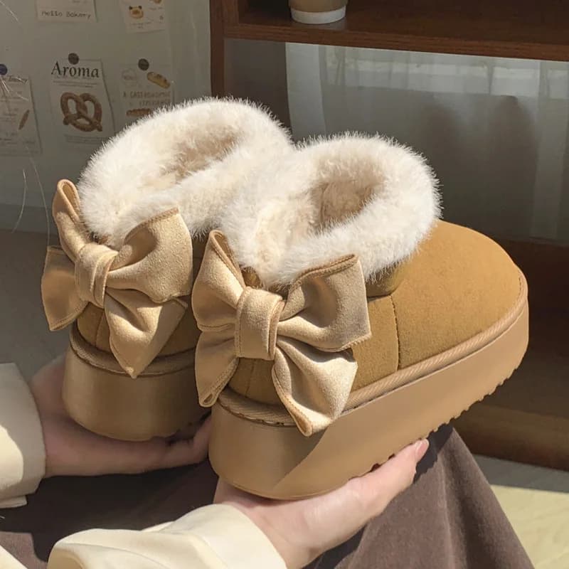 Stivali da Neve Caldi Foderati in Pile da Donna, Scarpe Invernali Versatili con Fondo Spesso e Rialzo, in Cotone, Indossabili per Interni ed Esterni, Slip-On