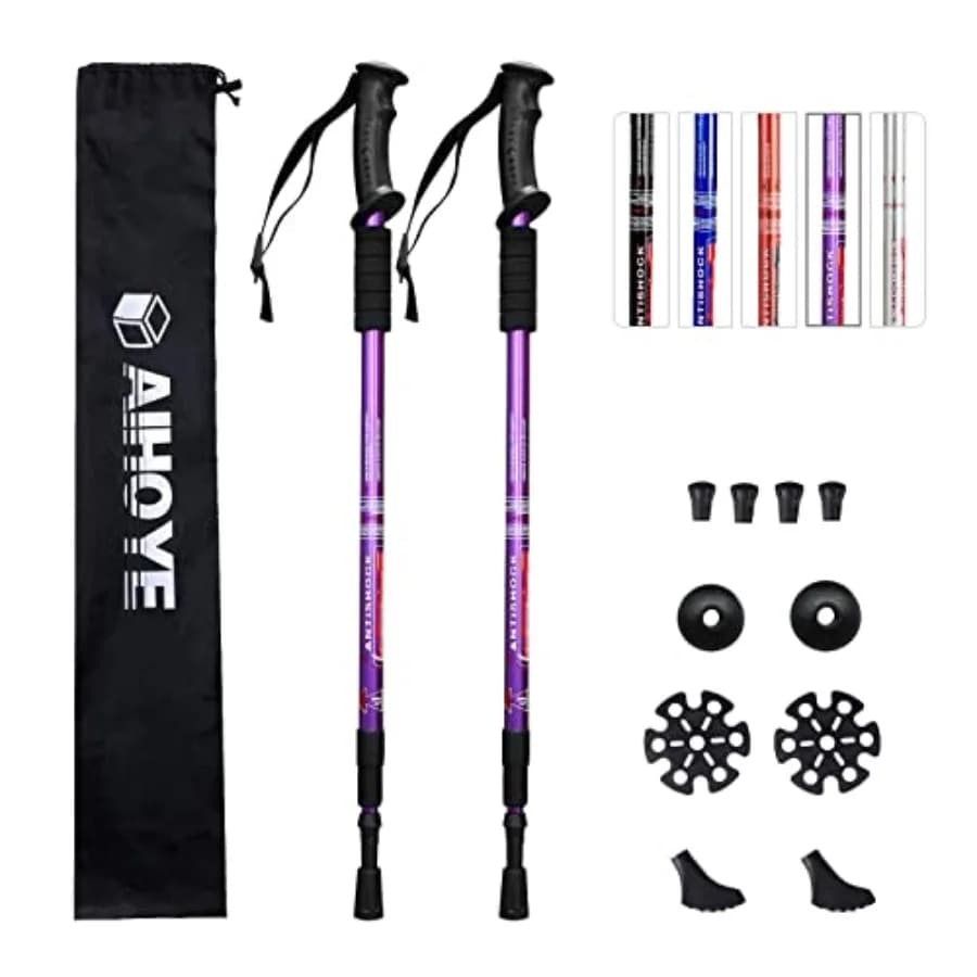 Hiking Trekking Poles, 2 Pack Collapsible, Lightweight, Anti Shock, Walking Sticks, Adjustable Hiking Pole for Men and Women