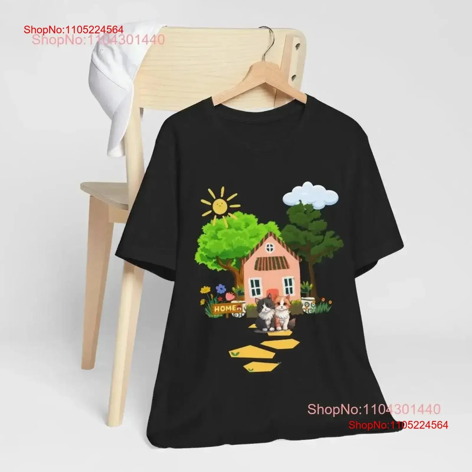 T-shirt House Tree Cats T-shirt Sun Birthday Ideas Jersey vintage Grafica lavata streetwear Moda morbida Top elegante da indossare tutti i giorni