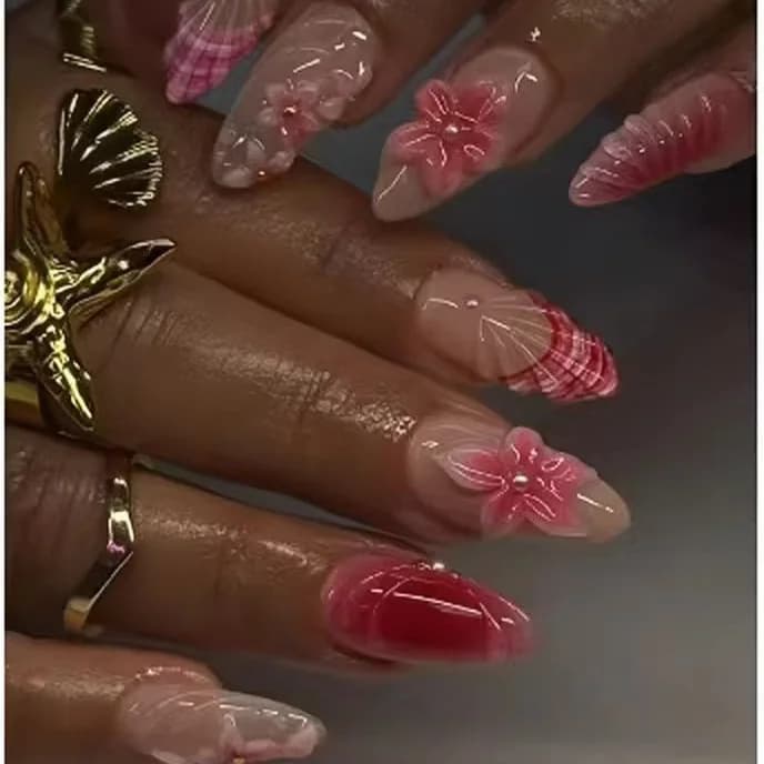 Wearing Nail Art 3D Three-dimensional Carved Shell Pattern Nail Art European and American Fashion Spice Girls Nails Removable