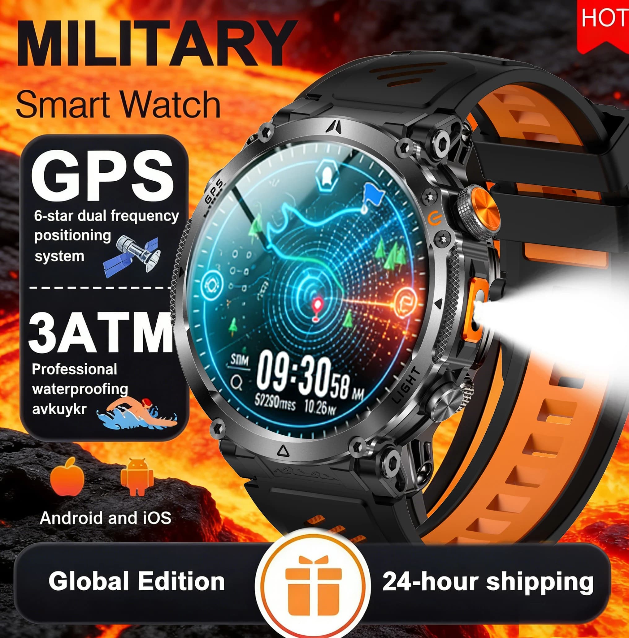 New GPS Smartwatch 2026 for Men and Women, AMOLED Screen, Waterproof 3ATM, Sport Watch with Compass, NFC, BT Calls