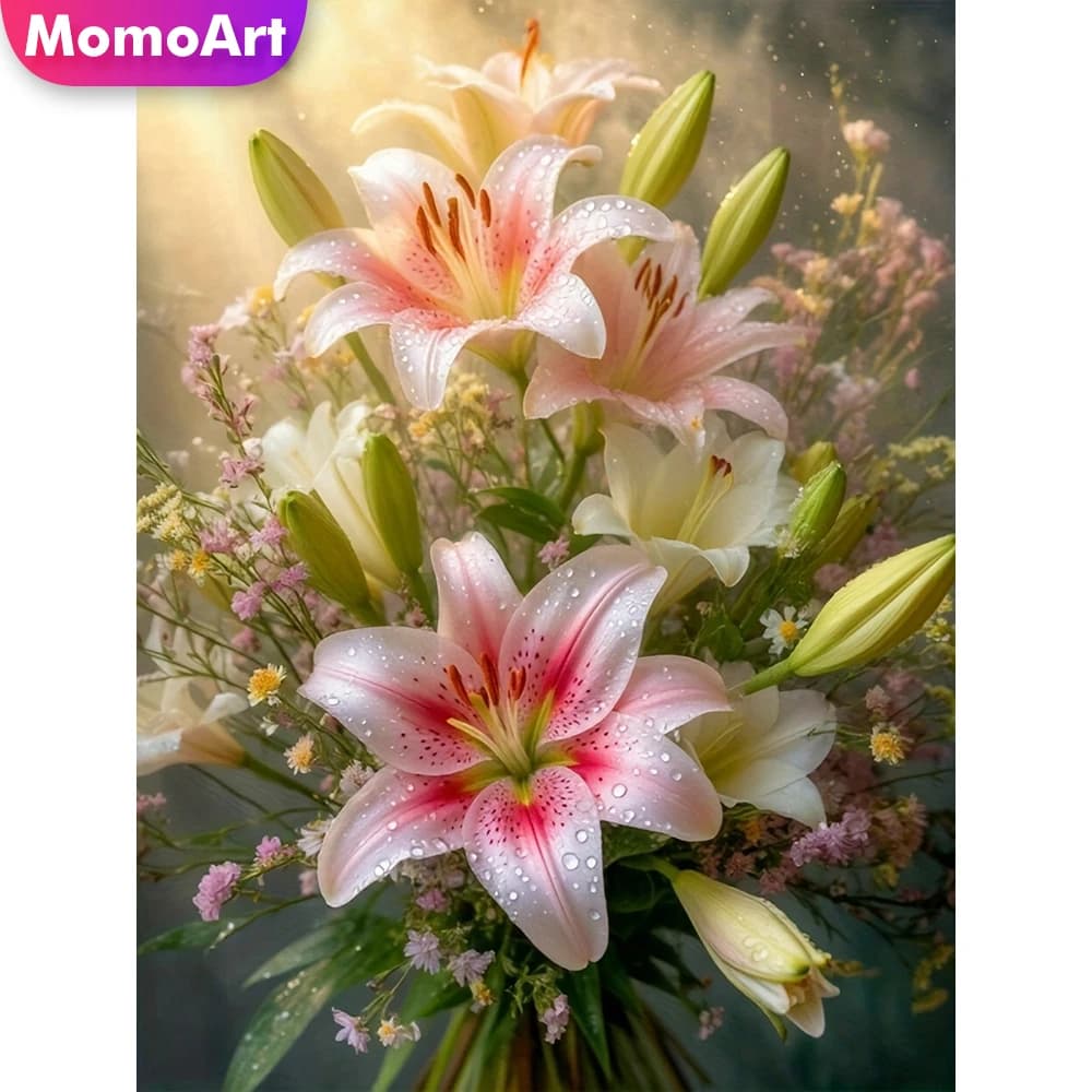 Momoart Nuovo Arrivo Diamante Mosaico Fiore di Giglio Diamante FAI DA TE Ricamo Kit Artigianale Pittura Immagine Animale Strass Bambino Hobby