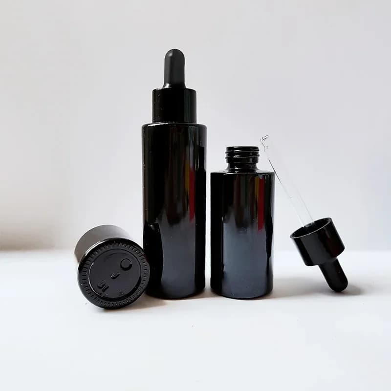 Bottiglia di olio essenziale Bottiglia con contagocce in vetro nero da 20 ml Bottiglia campione Goccia di liquido per aromaterapia per bottiglie di profumo da massaggio