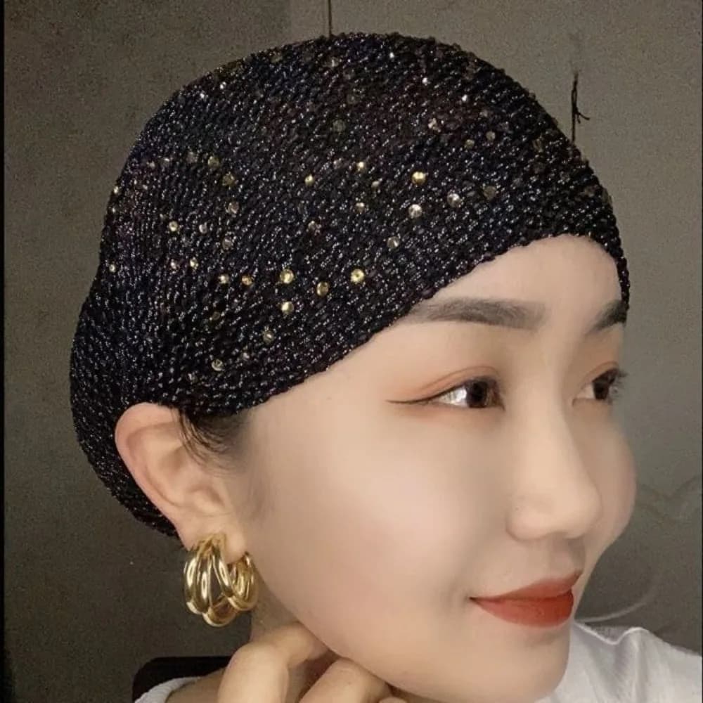 1pc nuova copertura completa cofano cappello copertura capelli bianchi foulard elastico strass traspirante avvolge la testa berretti regalo