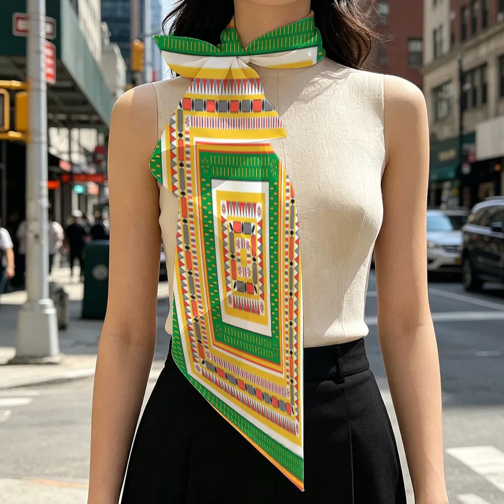 Bandana con cornice geometrica multistrato, foulard morbido e alla moda, sciarpa multiuso per tutti i giorni, per abiti da lavoro e casual