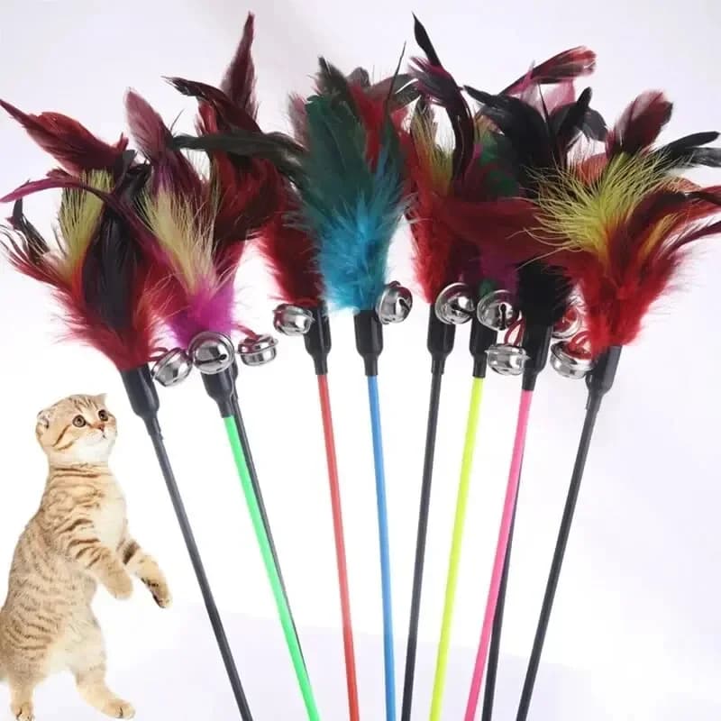 Funny sticks for cats Colorful feathers Stealing cats Sticks Training interactive toys for cats Fishing rod Cat accessories Supplies for pets
