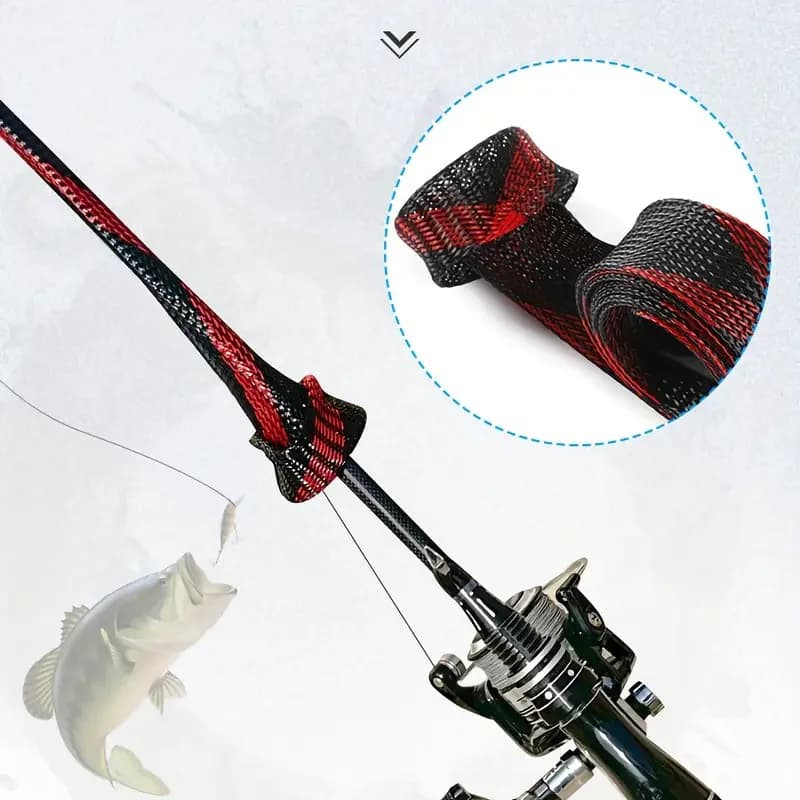 Copertura per canna da pesca, confezione da 6 coperture protettive per guanti per canna da pesca con manica per canna da pesca con cordino per mosca, spinning, casting