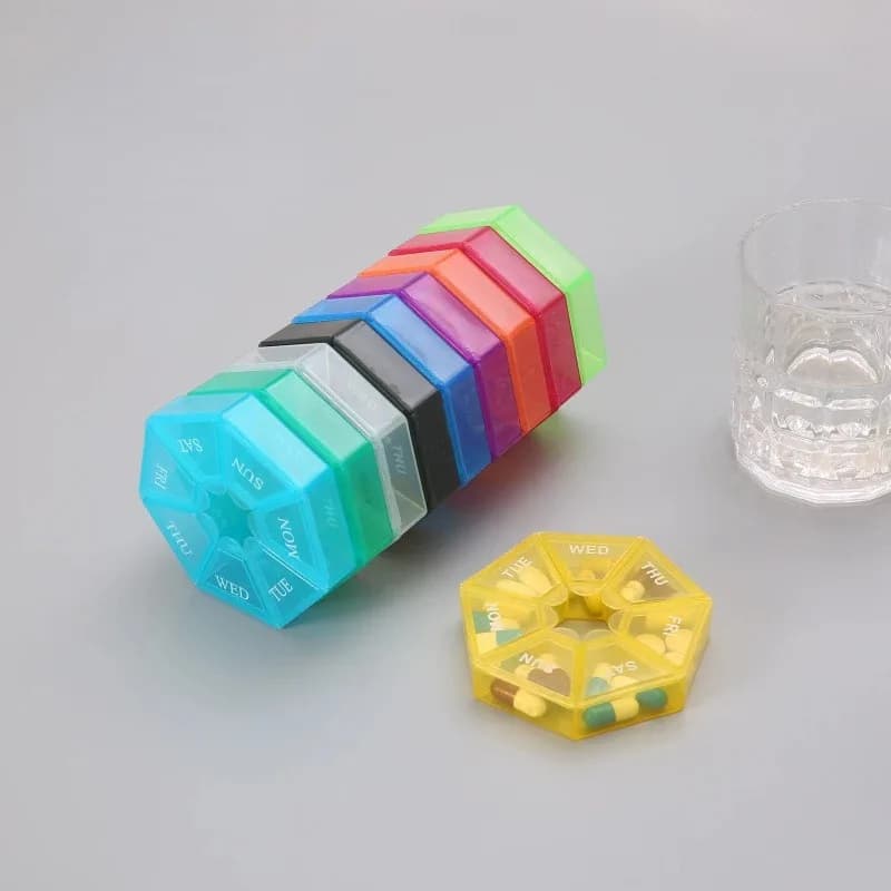 7 days a week Mini small portable box for vitamin pills Custodies for pills Container Organizer Storage Tablets Medicine Fish Oils Travel