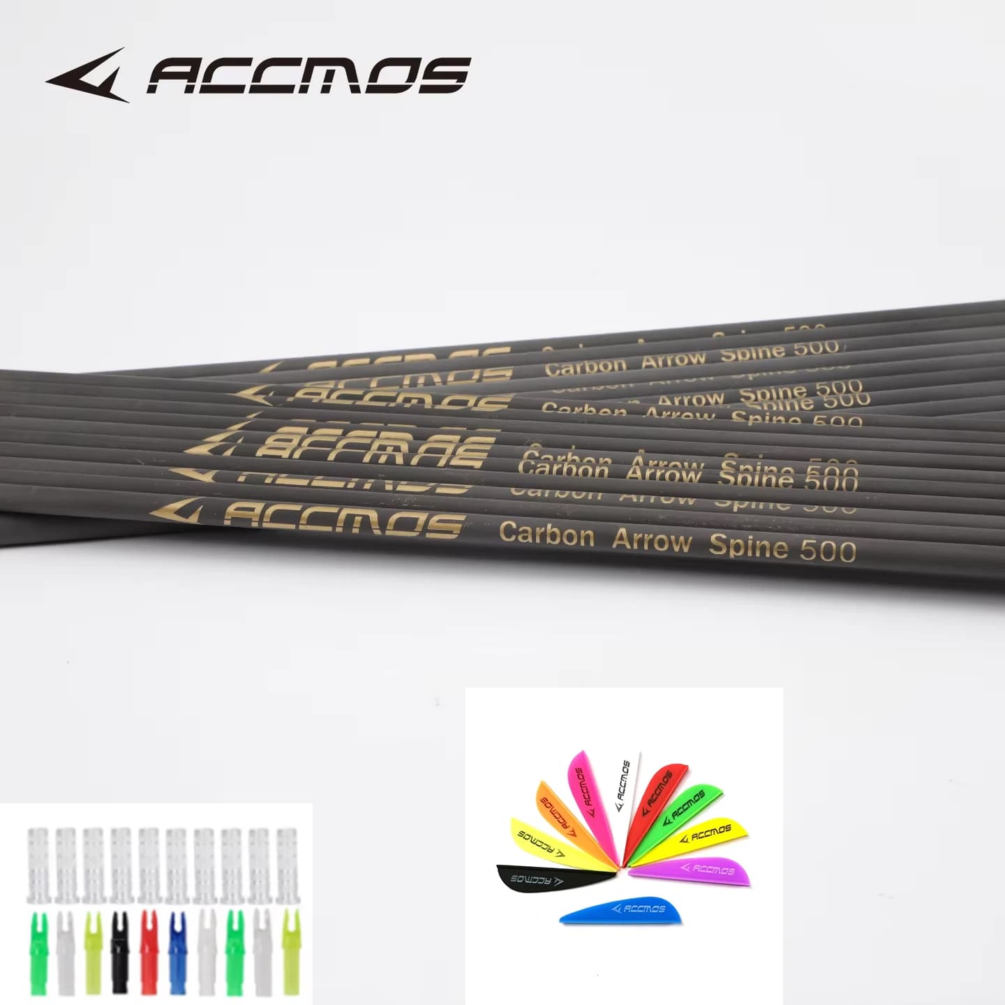 ACCMOS Archery ID6.2mm Pure Carbon Arrow Shafts Spine 300/350/400/500/600/700/800 for Compound Recurve bow Hunting Target