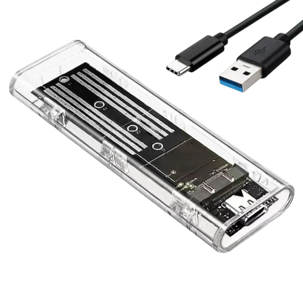 M.2 NGFF SATA Type C USB 3.1 Hard Disk Box 10Gbps Transparent External SSD Case SSD Enclosure for 2230/2242/2260/2280