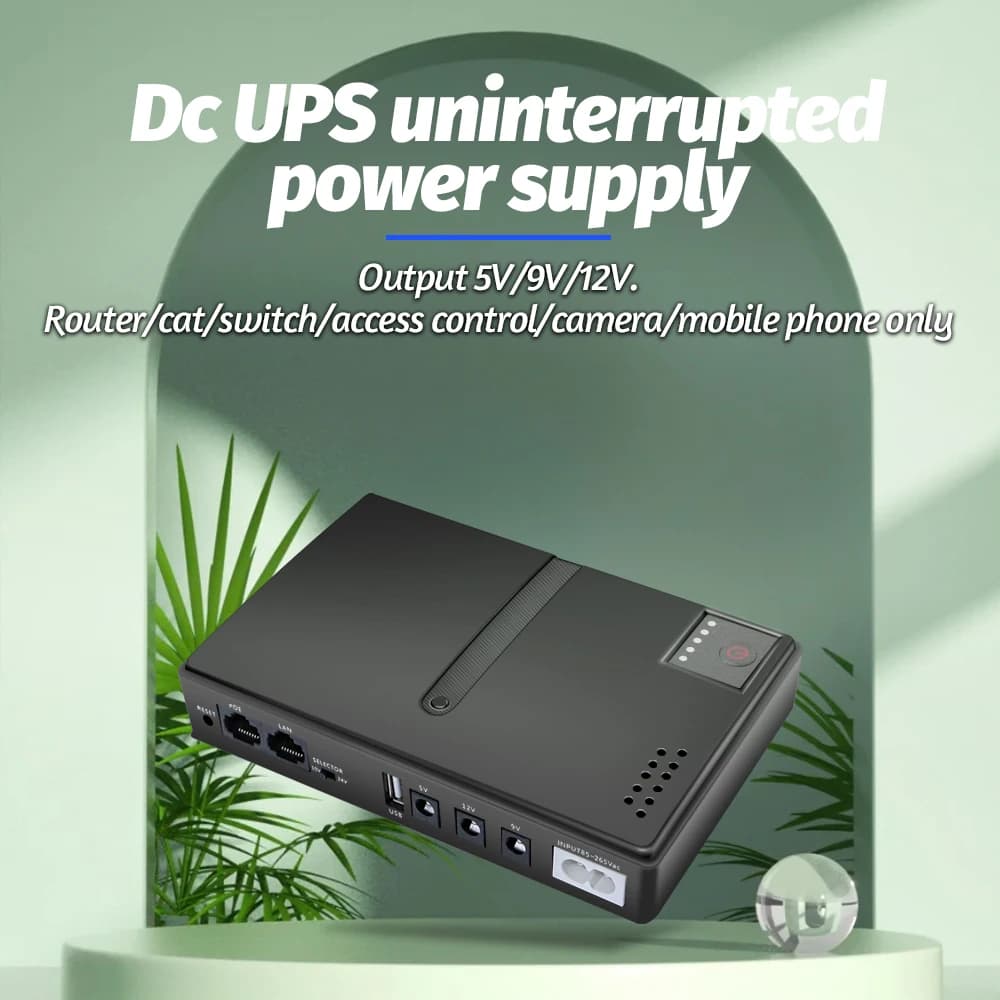 DC1018L Uninterruptible Power Supply Router 5V 9V 12V Optical Modem Monitoring Power Bank 18650 Replaceable Battery Backup