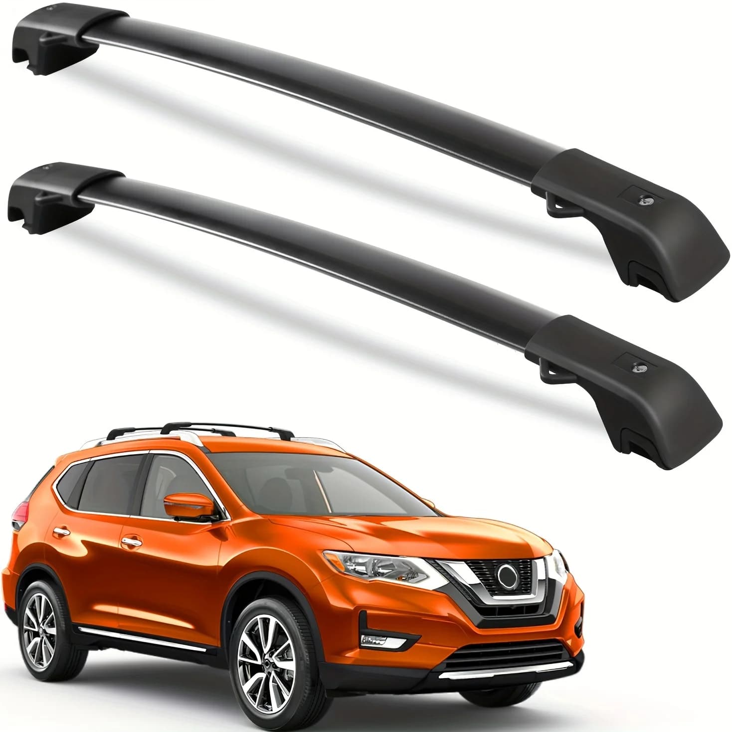 Barre trasversali per portapacchi 220lbs compatibili con Nissan Rogue 2014-2020 (con sponde laterali rialzate) bagagli con serratura in alluminio per impieghi gravosi