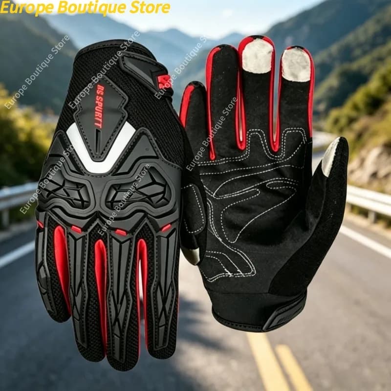 Guanti da Moto Traspiranti in Rete per Primavera/Estate, Protezione Completa delle Dita, Antiurto, per Uomo e Donna