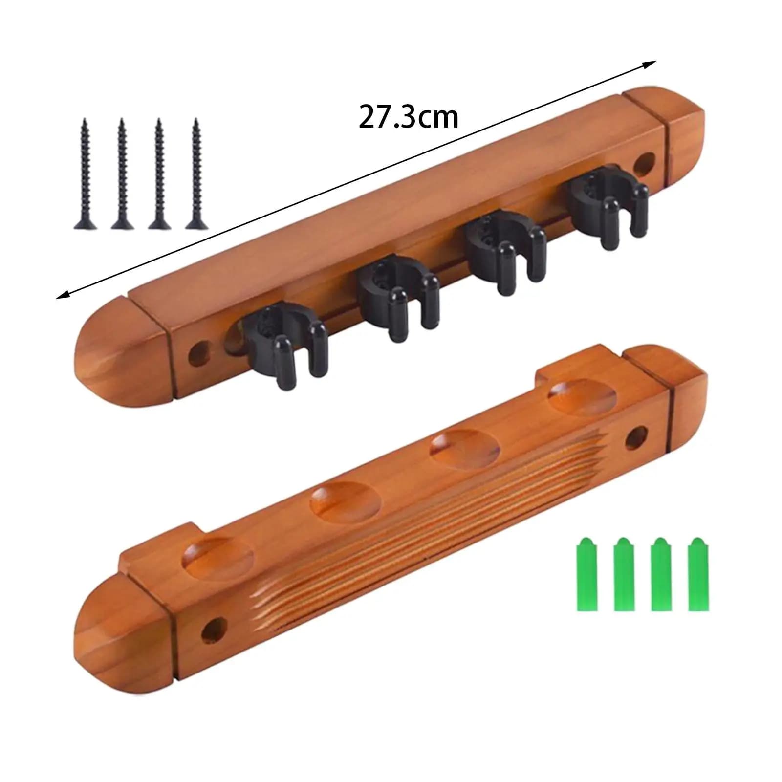 Four Cue Clips Pool Cue Rack Solid Wood Wall Mounted Holder for Pool Billiard Accessories