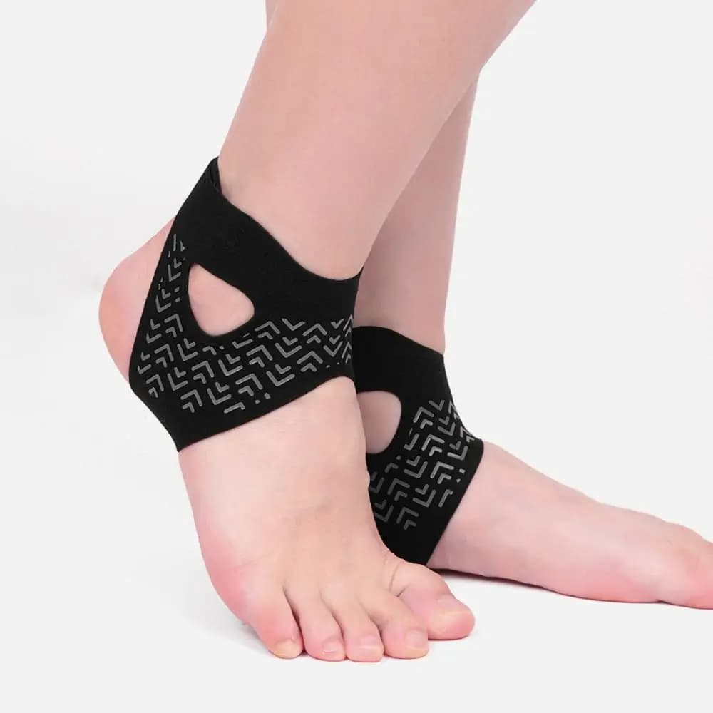 Supporto per Caviglia in Nylon Sportivo Nero, Fascia Elastica Regolabile per Prevenzione Distorsioni