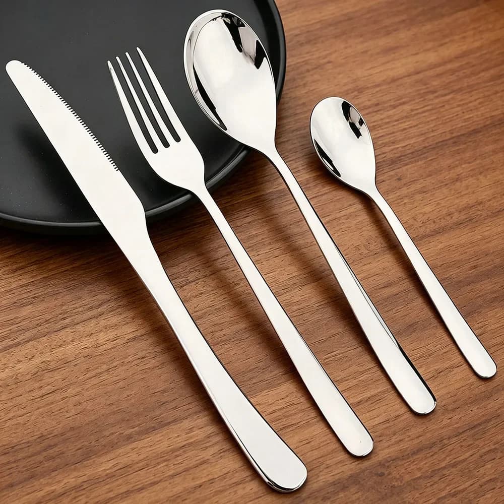 4/16/24/32Pcs Dinnerware Set Stainless Steel Cutlery Set Silver Knife Fork Spoon Dinner Set Kitchen Flatware Silverware