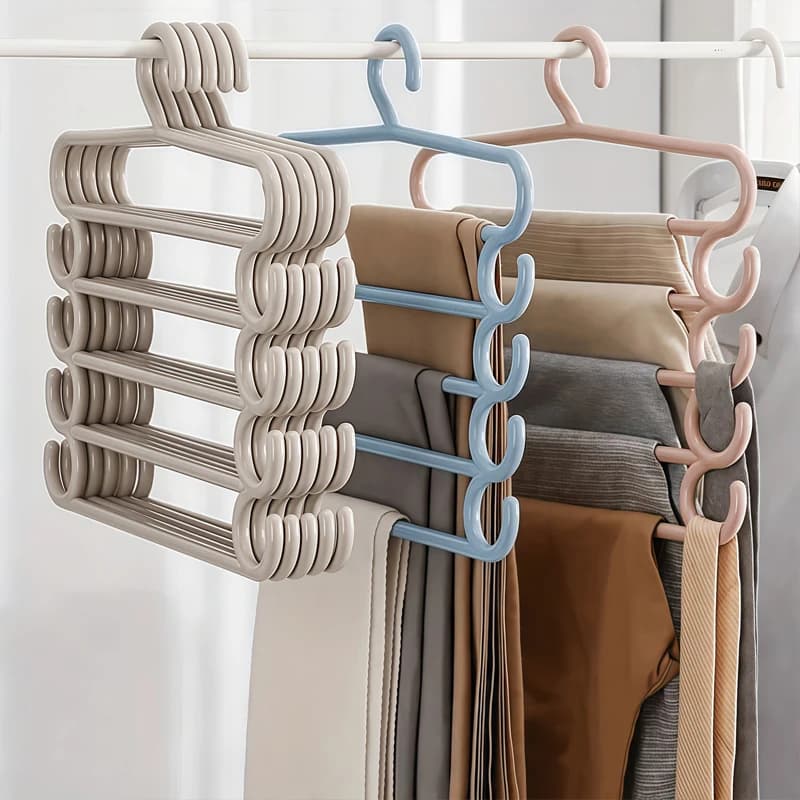 Portapantaloni a 5 strati Multifunzionale per risparmiare spazio per la casa Appendiabiti multistrato per pantaloni Armadio per vestiti colorati